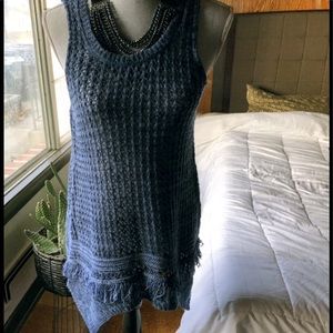 KNOX ROSE Fringe Crochet Tunic